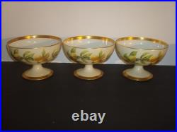 T&V LIMOGES SET of (6)FOOTED DESSERT FRUIT BOWLS ORANGES, GREENLEAF&CROSBY, 4 3/4