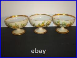 T&V LIMOGES SET of (6)FOOTED DESSERT FRUIT BOWLS ORANGES, GREENLEAF&CROSBY, 4 3/4