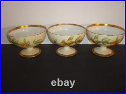 T&V LIMOGES SET of (6)FOOTED DESSERT FRUIT BOWLS ORANGES, GREENLEAF&CROSBY, 4 3/4
