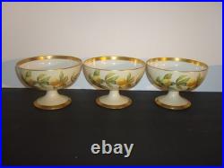 T&V LIMOGES SET of (6)FOOTED DESSERT FRUIT BOWLS ORANGES, GREENLEAF&CROSBY, 4 3/4