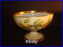 T&V LIMOGES SET of (6)FOOTED DESSERT FRUIT BOWLS ORANGES, GREENLEAF&CROSBY, 4 3/4