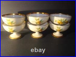 T&V LIMOGES SET of (6)FOOTED DESSERT FRUIT BOWLS ORANGES, GREENLEAF&CROSBY, 4 3/4