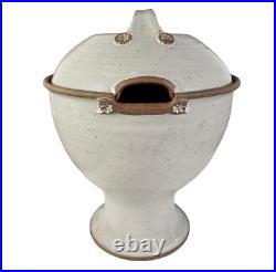 Tall Petry Studio Art Pottery Pedestal Soup Tureen Stoneware 1974 Signed