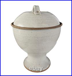 Tall Petry Studio Art Pottery Pedestal Soup Tureen Stoneware 1974 Signed