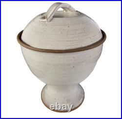 Tall Petry Studio Art Pottery Pedestal Soup Tureen Stoneware 1974 Signed