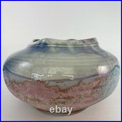 Tony Evans Raku Vase Pottery Vintage Large Centerpiece Bowl Signed and No