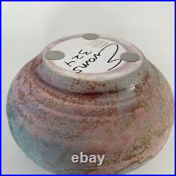Tony Evans Raku Vase Pottery Vintage Large Centerpiece Bowl Signed and No