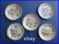 Tzintzuntzan Pottery Set of 5 Vintage Bowls FOLK ART Michoacan Mexico