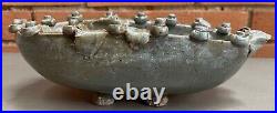Unusual Vintage Glazed Ceramic Studio Pottery Footed Console Bowl Mid Century