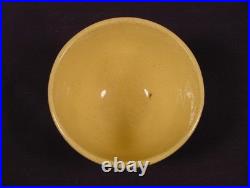 VERY RARE AMERICAN ANTIQUE TINY 4 ¼ BOWL BROWN and WHITE BAND YELLOW WARE MINT