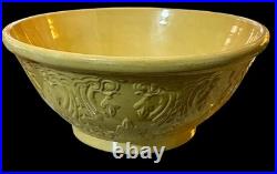 VERY RARE ANTIQUE AMERICAN 1800s LARGE MOLDED 14 BOWL YELLOW WARE