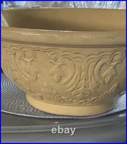 VERY RARE ANTIQUE AMERICAN 1800s LARGE MOLDED 14 BOWL YELLOW WARE