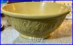VERY RARE ANTIQUE AMERICAN 1800s LARGE MOLDED 14 BOWL YELLOW WARE