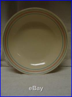 VINTAGE 12 McCOY POTTERY PINK AND BLUE STRIPE PASTA BOWL FREE SHIPPING MUST C