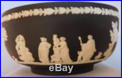 Vintage 8 Wedgwood Black And White Jasperware Bowl With Clasical Figures