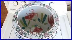 VINTAGE Chinese Porcelain FISH BOWL PLANTER VASE 12 CROCK Cachepot POT