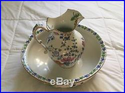 VINTAGE Floral Very Large Wash Bowl and Pitcher. Museum quality. Very pretty