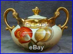 VINTAGE HAND PAINTED (SIGNED SCHONER) PICKARD BOWL, TEAPOT With LID, SUGAR WithLID