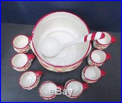Vintage Holt Howard Winking Santa Punch Bowl Set With Ladle