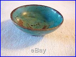VINTAGE JUGTOWN WARE CHINESE BLUE BOWL RED 1940's TURQUOISE WINE STAMPED JUG