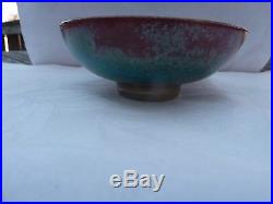 VINTAGE JUGTOWN WARE CHINESE BLUE BOWL RED Ca 1940's TURQUOISE WINE STAMPED JUG