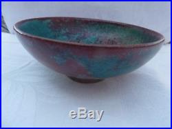 VINTAGE JUGTOWN WARE CHINESE BLUE BOWL RED Ca 1940's TURQUOISE WINE STAMPED JUG