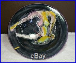Vintage Large Midcentury Style Erotic Art Pottery Bowl Nude Female Figure