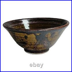 VINTAGE Louis Mideke 5.5 Bowl Studio Pottery Splash Glaze Asian Inspired MCM