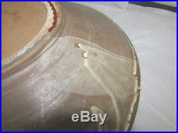 Vintage Mashiko Japanese Mingei Pottery Large Low Bowl Drip Glaze Circa 1950