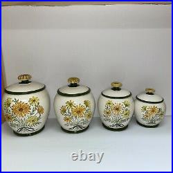 VINTAGE METLOX POPPY TRAIL Daisy Bouquet Canister Set 8 PIECES FLAWS READ