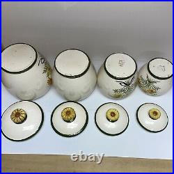 VINTAGE METLOX POPPY TRAIL Daisy Bouquet Canister Set 8 PIECES FLAWS READ