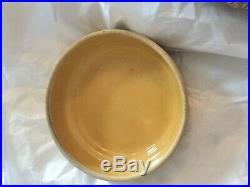 VINTAGE Nelson McCoy Heavy Pottery Yellow Ware Dog Bowl Dish with Elephant Motif
