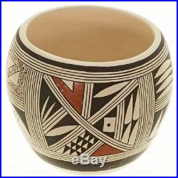 VINTAGE Old Hopi Pueblo AZ Pottery Polychrome Ancient Design Bowl Signed