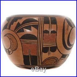 VINTAGE RARE Old Hopi Pueblo Pottery Polychrome Traditional Design Bowl 1940s