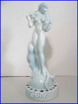 VINTAGE ROYAL HAEGER BLUE Nude Lady with Seal Flower Frog & Console Bowl