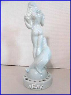 VINTAGE ROYAL HAEGER BLUE Nude Lady with Seal Flower Frog & Console Bowl