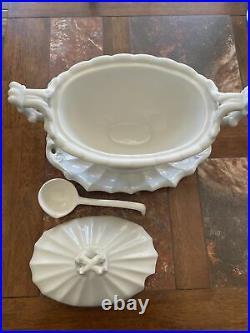 VINTAGE Red Cliff VICTORIAN White Ironstone Soup Tureen 1958-73 (4 pcs)