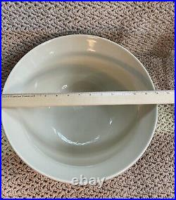 VINTAGE Roseville Ohio Blue Stripe XTRA Large Mixing Bowl 8 QT Made in USA 14