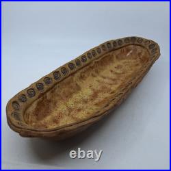VTG 16 Janet Studio Stoneware Long Bowl Handcrafted Rustic Brown Pottery