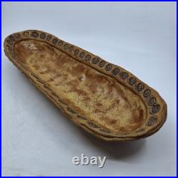 VTG 16 Janet Studio Stoneware Long Bowl Handcrafted Rustic Brown Pottery
