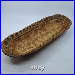 VTG 16 Janet Studio Stoneware Long Bowl Handcrafted Rustic Brown Pottery