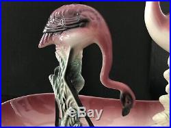 VTG 1952 MCM California Los Angeles Pottery Pink FLAMINGO POND With 2 Flamingos