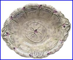 VTG 1977 16 Decorative Ceramic Pottery Bowl Purple Irises Made In Turkey Cottag