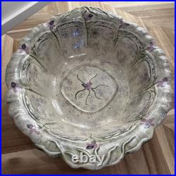 VTG 1977 16 Decorative Ceramic Pottery Bowl Purple Irises Made In Turkey Cottag