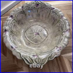 VTG 1977 16 Decorative Ceramic Pottery Bowl Purple Irises Made In Turkey Cottag VTG 1977 16 Decorative Ceramic Pottery Bowl Purple Irises Made In Turkey Cottag
