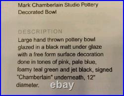 VTG 1989 Mark Chamberlain Large Hand Thrown Pottery Bowl 12 Inch Diameter Signed