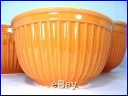 VTG 2003 Williams Sonoma Ribbed Ceramic Pottery Orange Nesting Mixing Bowls