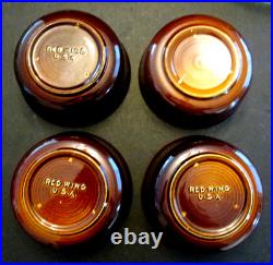 VTG 4 Lot 1940's Red wing Salad Cereal Soup Bowl Brown Green Trim USA Stoneware