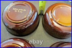 VTG 4 Lot 1940's Red wing Salad Cereal Soup Bowl Brown Green Trim USA Stoneware