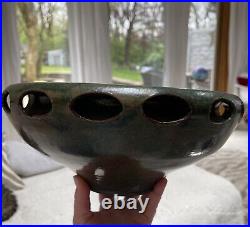 VTG 85' Arts And Crafts Pottery Cut Out Design Flying Saucer Vessel Bowl Signed